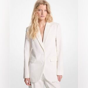 Michael Kors Boyfriend Cut White Linen Blazer